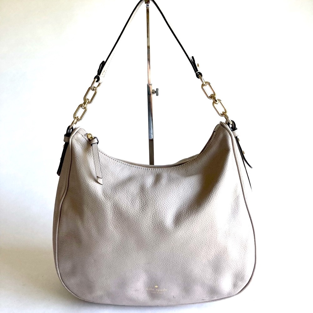 Kate Spade Beige Genuine Pebble Leather Shoulder Bag